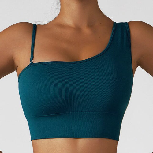 Load image into Gallery viewer, Summer Sexy Oblique Shoulder Yoga Clothes Tops
