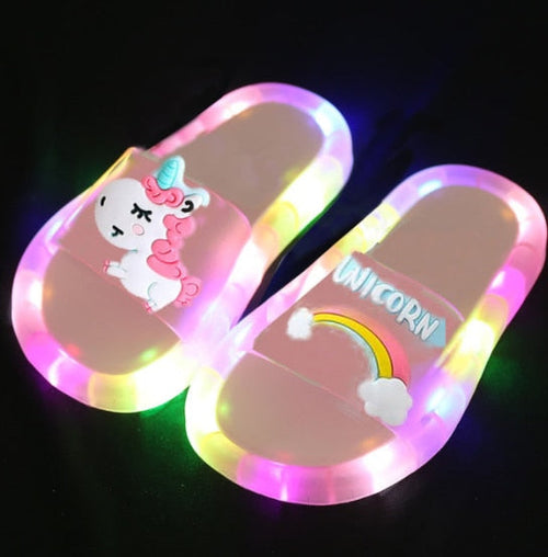 Load image into Gallery viewer, Children‘s Cartoon Animals Prints Lighted Slippers
