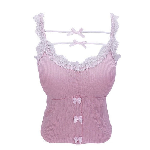 Load image into Gallery viewer, Lace Trim Pink Crop Top
