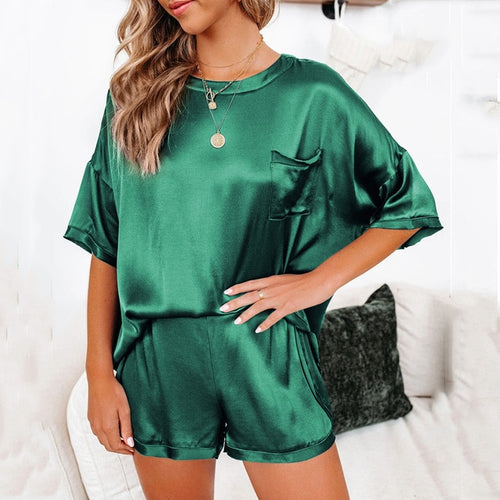 Load image into Gallery viewer, Summer Satin Pajamas Set Women
