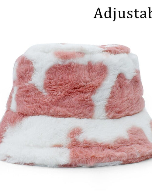 Load image into Gallery viewer, Winter Cow Leopard Faux Fur Fluffy Bucket Hats
