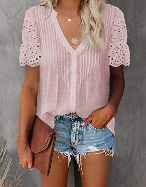 Load image into Gallery viewer, Shirt with Lace and V-neck Emily
