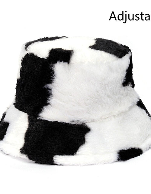 Load image into Gallery viewer, Winter Cow Leopard Faux Fur Fluffy Bucket Hats
