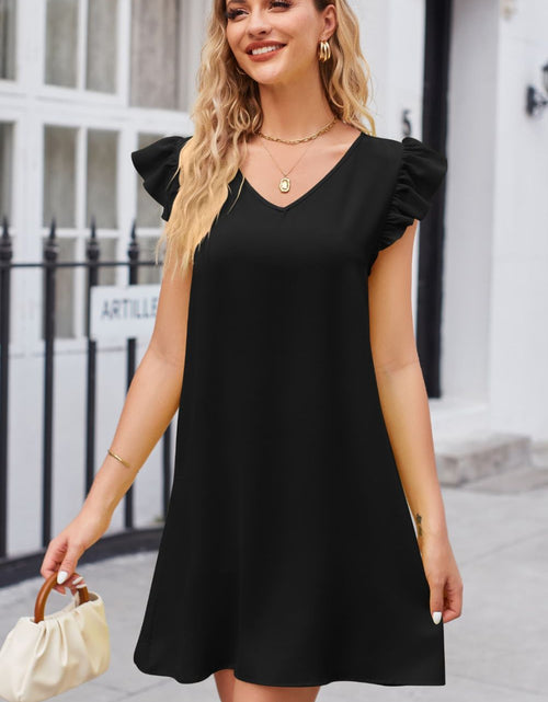 Load image into Gallery viewer, Ruffled V-Neck Flutter Sleeve Dress
