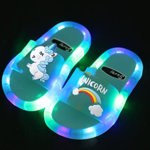 Load image into Gallery viewer, Children‘s Cartoon Animals Prints Lighted Slippers
