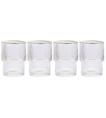Stackable Gold Rim Ripple Drinking Glass