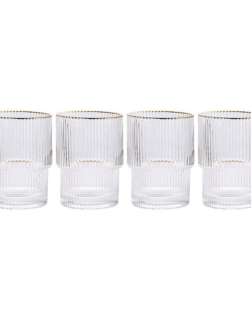 Load image into Gallery viewer, Stackable Gold Rim Ripple Drinking Glass
