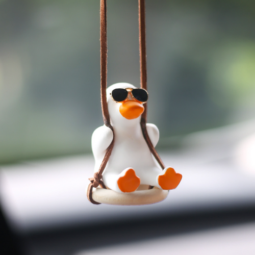 Load image into Gallery viewer, Gypsum Cute Anime Car Accessory Swing Duck Pendant
