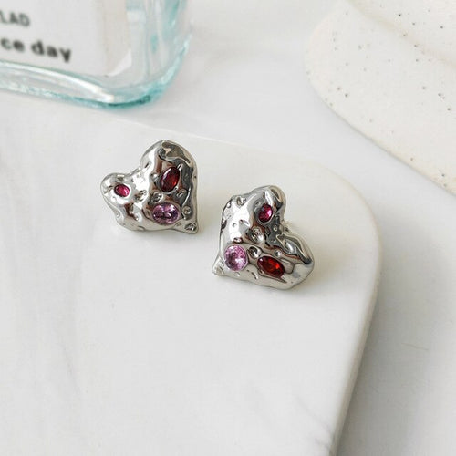 Load image into Gallery viewer, Irregular Heart Stud Earrings
