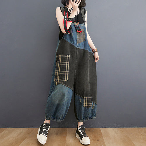 Load image into Gallery viewer, Spring Summer Denim Big Pockets Overall Jumpsuit Sleeveless
