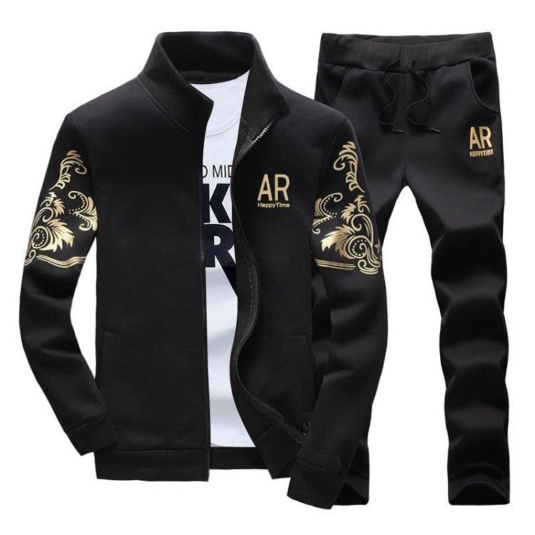 Men Autumn And Winter Set Leisure Splicing Zipper Sweater Pants Sports Suit Small Tux Men Autumn And Winter Set Leisure Splicing Zipper Sweater Pants Sports Suit Small Tux