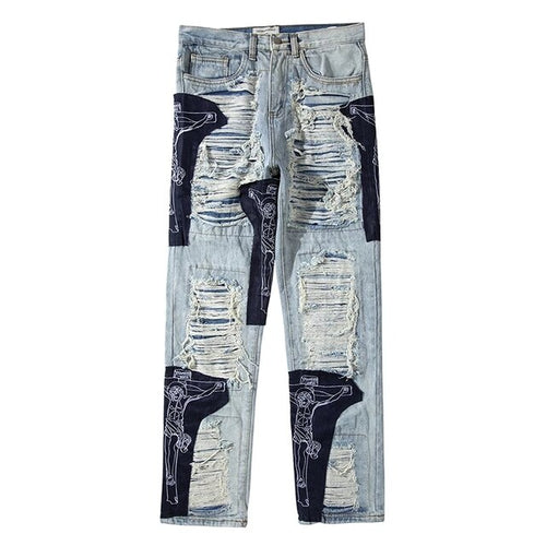 Load image into Gallery viewer, Men&#39;s Ripped Tassel Jeans
