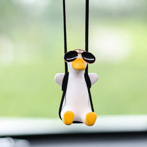 Load image into Gallery viewer, Gypsum Cute Anime Car Accessory Swing Duck Pendant
