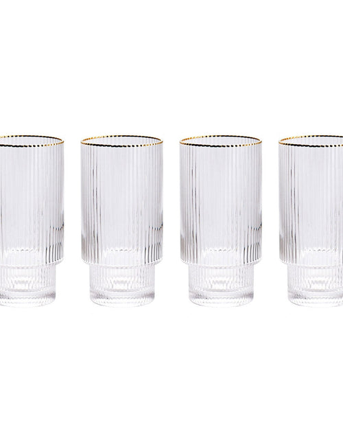 Load image into Gallery viewer, Stackable Gold Rim Ripple Drinking Glass
