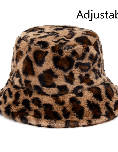 Load image into Gallery viewer, Winter Cow Leopard Faux Fur Fluffy Bucket Hats
