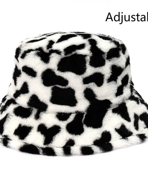 Load image into Gallery viewer, Winter Cow Leopard Faux Fur Fluffy Bucket Hats
