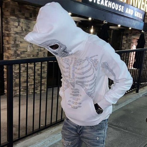 Load image into Gallery viewer, Gothic Rhinestone Skeleton Hoodie
