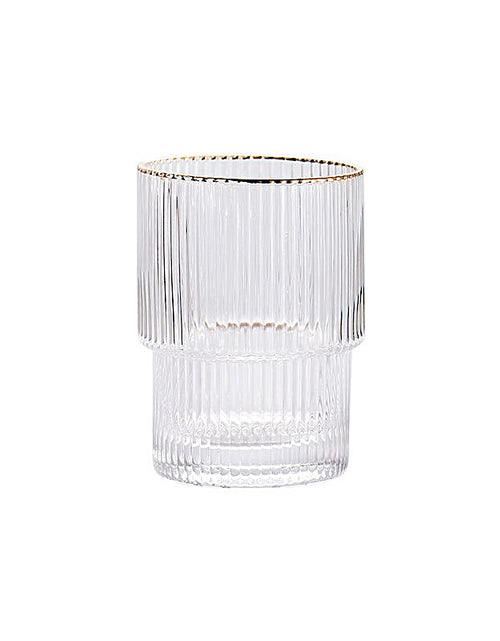 Load image into Gallery viewer, Stackable Gold Rim Ripple Drinking Glass
