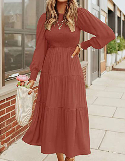 Load image into Gallery viewer, Midi Dress Long Sleeve Plain Charm
