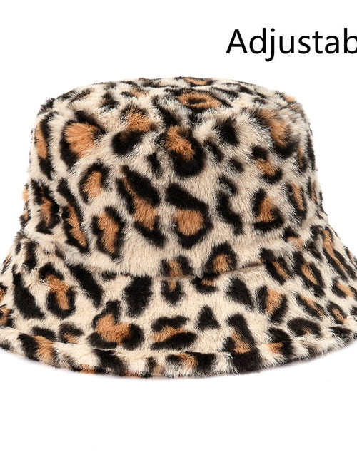 Load image into Gallery viewer, Winter Cow Leopard Faux Fur Fluffy Bucket Hats
