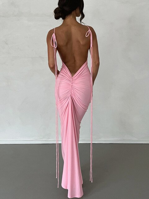 Load image into Gallery viewer, Backless Wrap Hip Long Sling Dress
