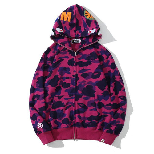 Load image into Gallery viewer, Anime Hoodie Shark Camo Full Zip
