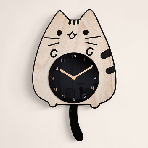 Load image into Gallery viewer, 3D Wooden Cartoon Cats Wall Clock
