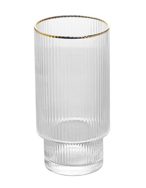 Load image into Gallery viewer, Stackable Gold Rim Ripple Drinking Glass
