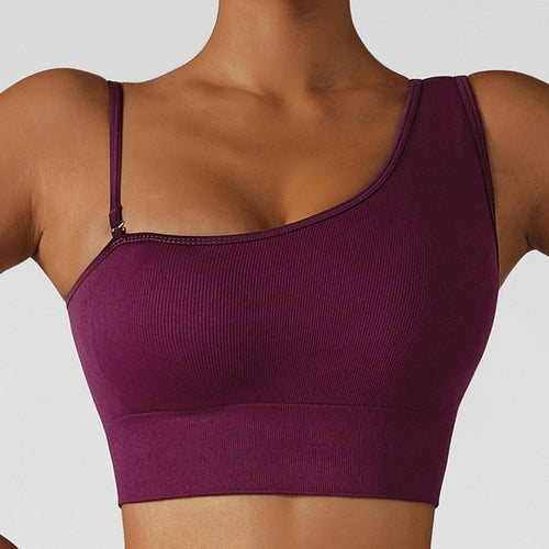 Load image into Gallery viewer, Summer Sexy Oblique Shoulder Yoga Clothes Tops
