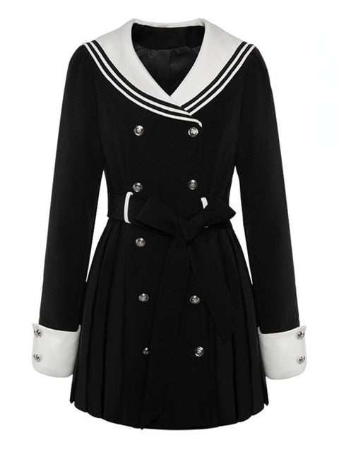 Load image into Gallery viewer, Navy Collar Korean Style Mini Dress
