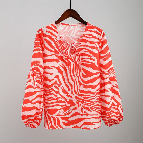 Load image into Gallery viewer, Zebra V-neck Women Blouse
