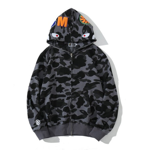 Load image into Gallery viewer, Anime Hoodie Shark Camo Full Zip
