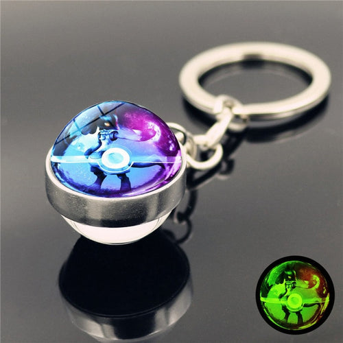 Load image into Gallery viewer, Glass Ball Pendant Cartoon Keychain
