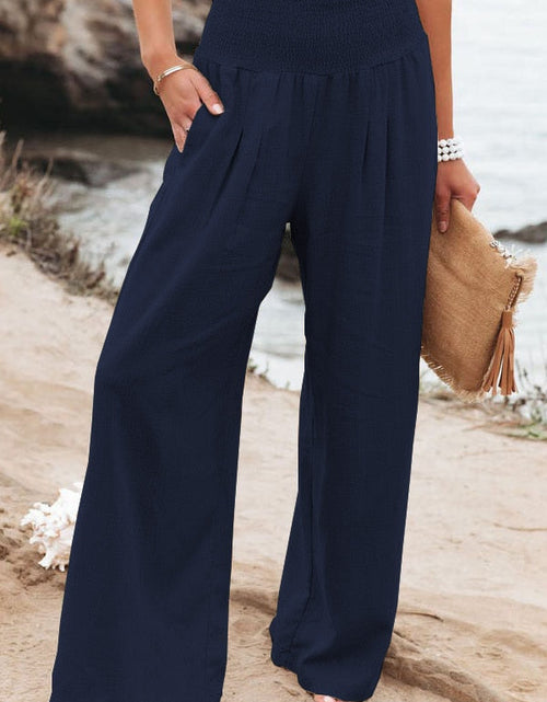 Load image into Gallery viewer, Désir Linen Trousers - Pantalona Model with Pockets and Elastane Coz
