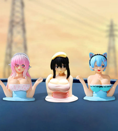 Sexy Anime Girls Chest Shaking Car Ornament