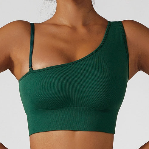 Load image into Gallery viewer, Summer Sexy Oblique Shoulder Yoga Clothes Tops
