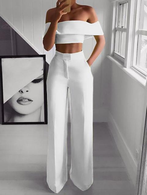 Load image into Gallery viewer, Cropped Top + Long Trousers Set
