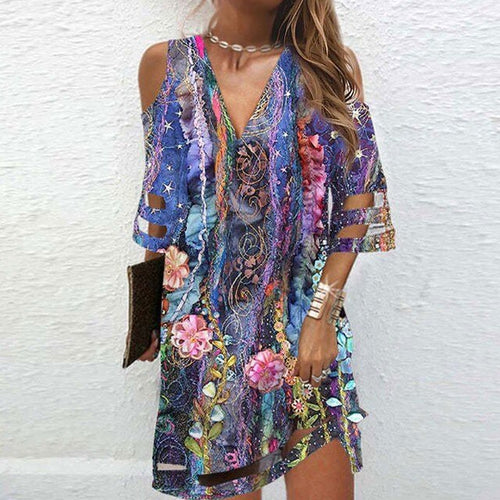 Load image into Gallery viewer, V Neck Summer Tie Dye Dresses
