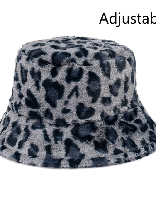 Load image into Gallery viewer, Winter Cow Leopard Faux Fur Fluffy Bucket Hats
