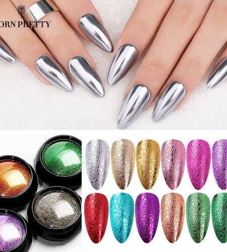 Mirror Nail Art Pigment Powder Nail Glitters Metallic Color Nail Art UV Gel Polishing Rose Gold Silver Decoration