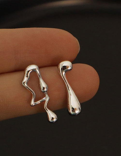 Load image into Gallery viewer, Asymmetrical Liquid Metal Drop Earrings
