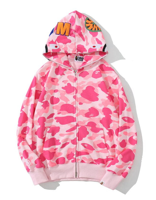 Load image into Gallery viewer, Anime Hoodie Shark Camo Full Zip
