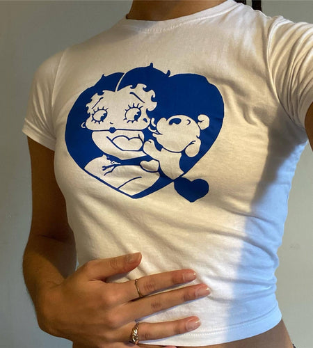 Cute Cartoon Print Women Crop Tops