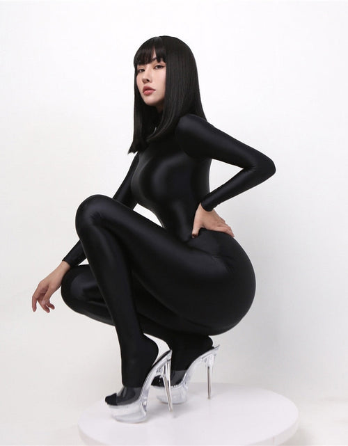 Load image into Gallery viewer, Glossy Elastic One-Piece  Jumpsuit
