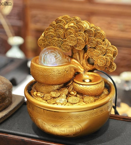 Gold Money Tree Water Fountain