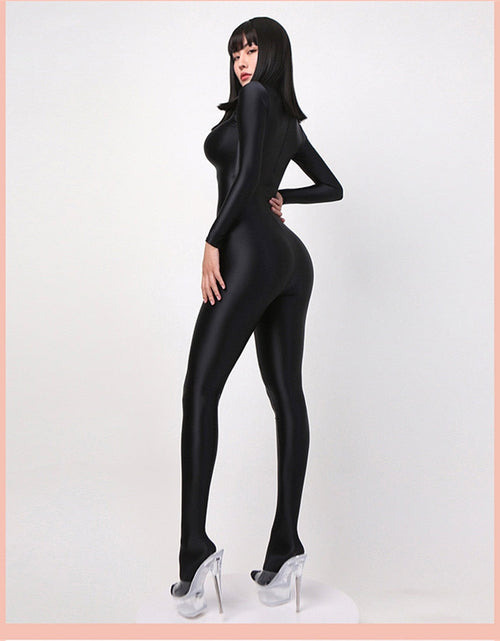 Load image into Gallery viewer, Glossy Elastic One-Piece  Jumpsuit
