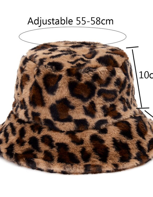 Load image into Gallery viewer, Winter Cow Leopard Faux Fur Fluffy Bucket Hats
