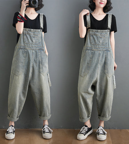 Washed Pockets Denim Jumpsuits
