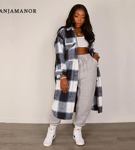 Elegant Checkered Coat