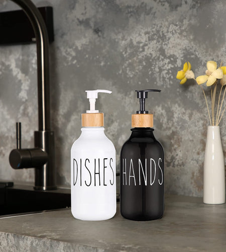 Dish Soap Bottle with Bamboo Pump